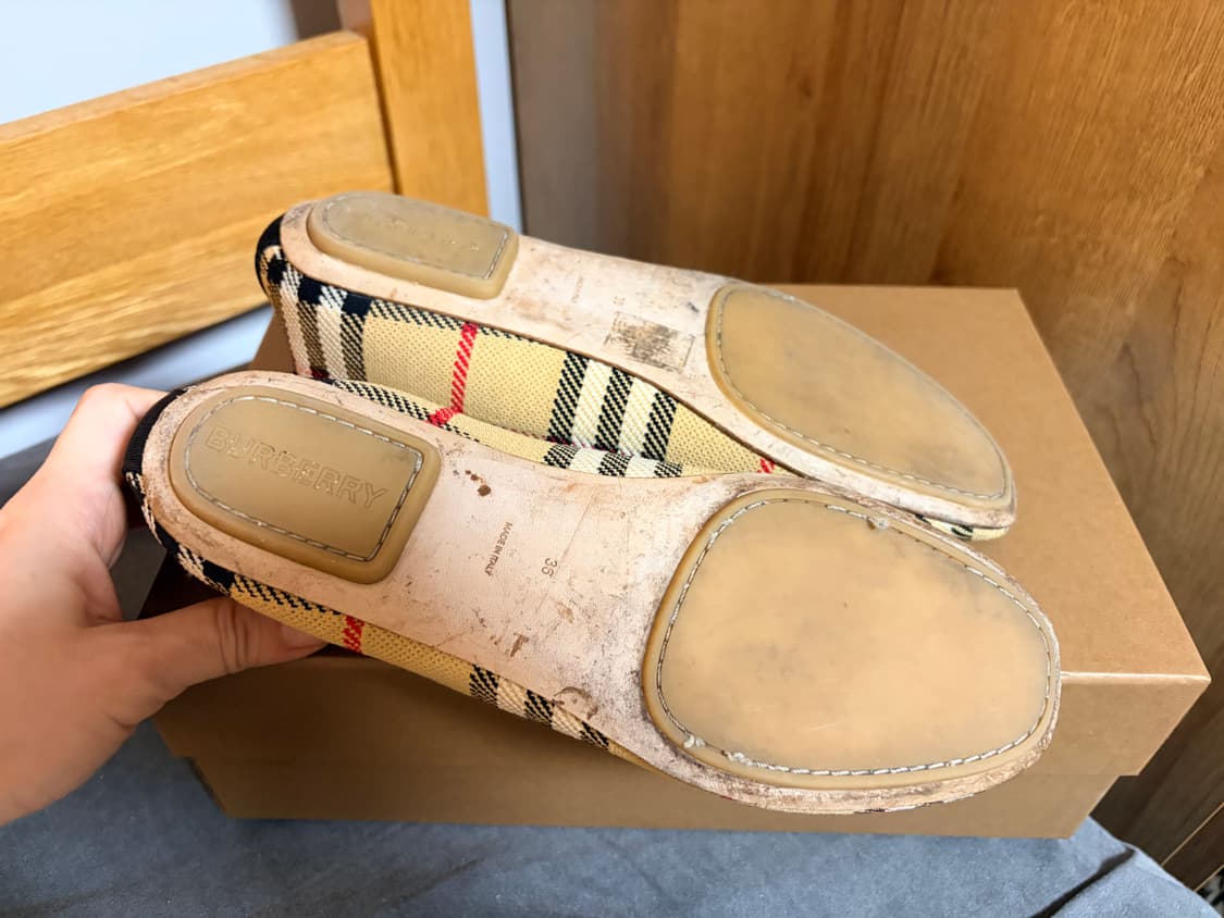 버버리 체크 패턴 플랫 슈즈 36 여성 단화 로퍼 230 상품이미지6