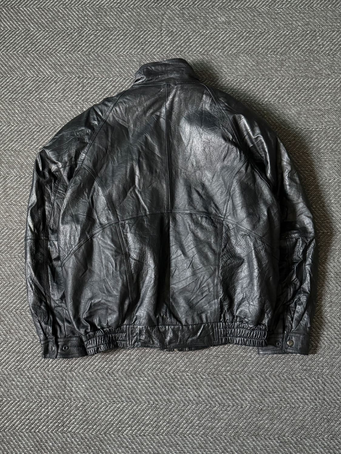 90s 4U 블랙 레이어드 패널 빈티지 소가죽 자켓 (105-110) 상품이미지9