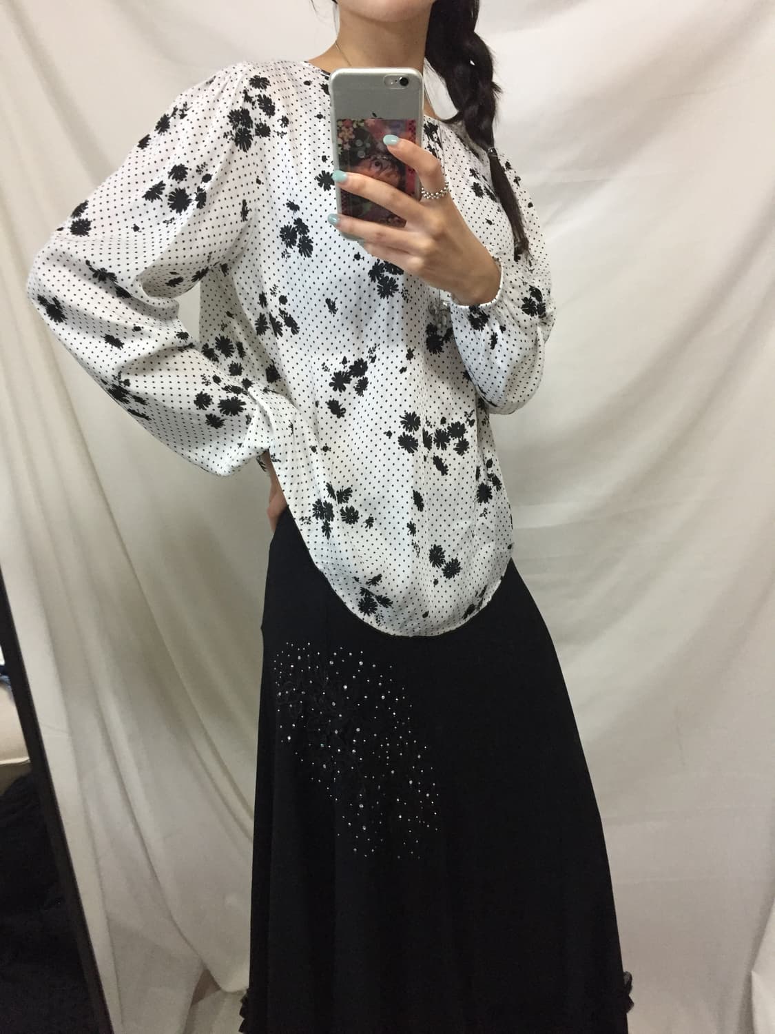 꽃 도트 블라우스 상품이미지1