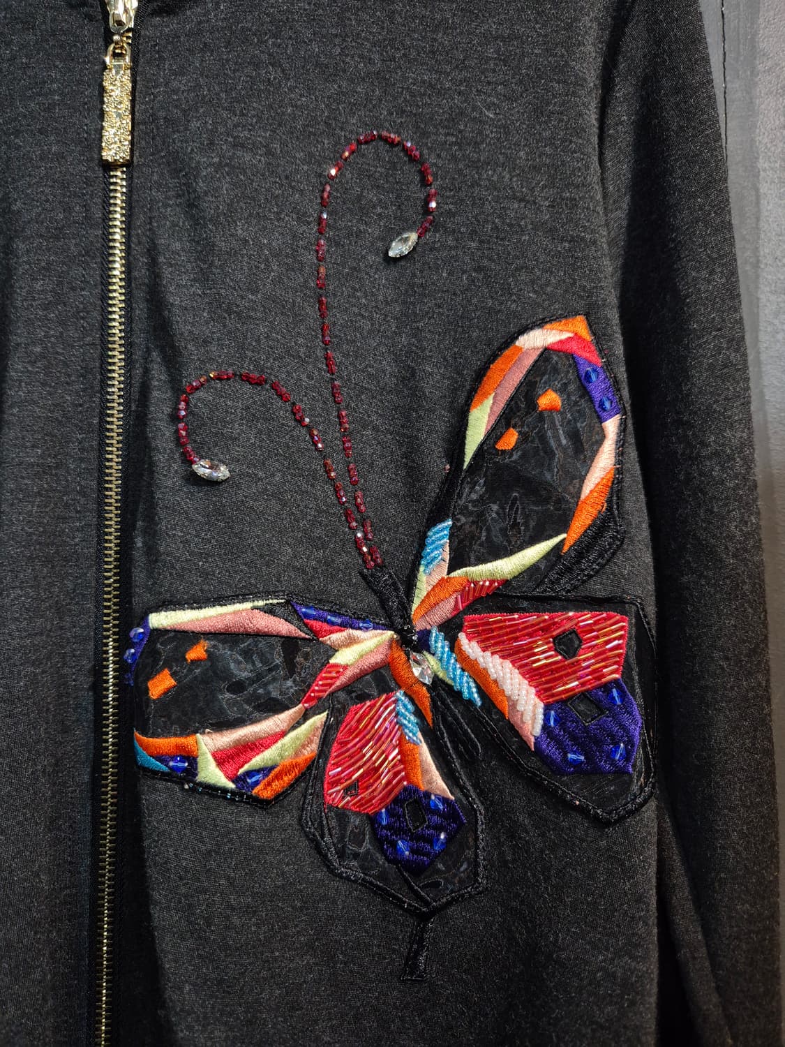 나비 자수 후드 롱 집업 원피스 77 88 상품이미지4