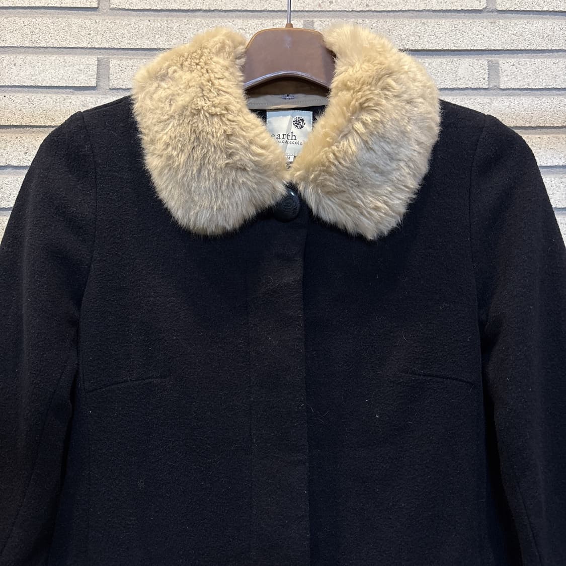 JPN VINTAGE 퍼카라 하프 코트 히든버튼 투포켓 디테일 네이비 상품이미지4