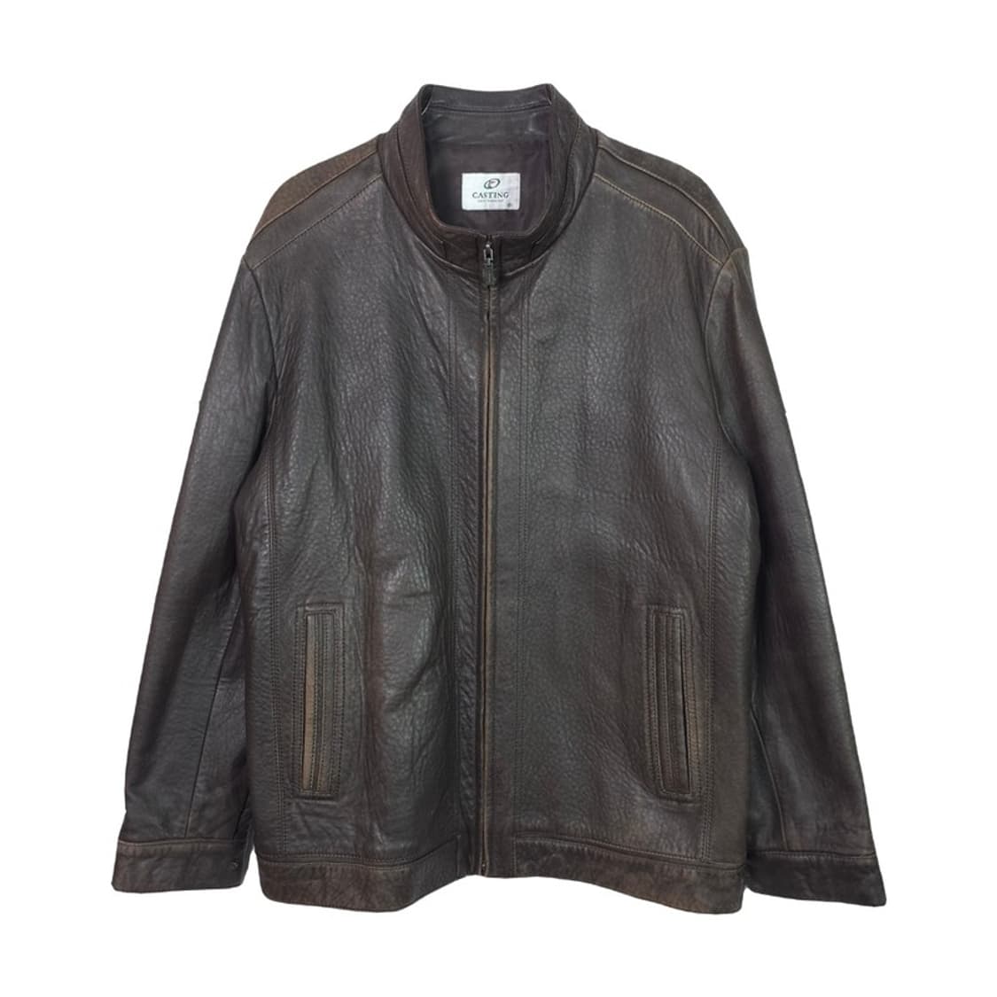 CASTING 딥브라운 텍스처 리얼 레더 집업 자켓 XL 상품이미지1