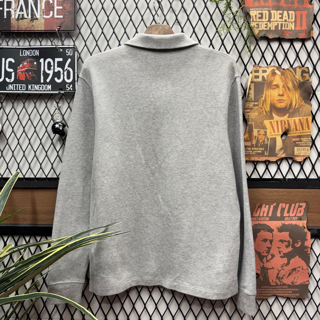 폴로 랄프로렌 반집업 스웻셔츠 네이비 포니 로고 포인트 그레이 상품이미지2