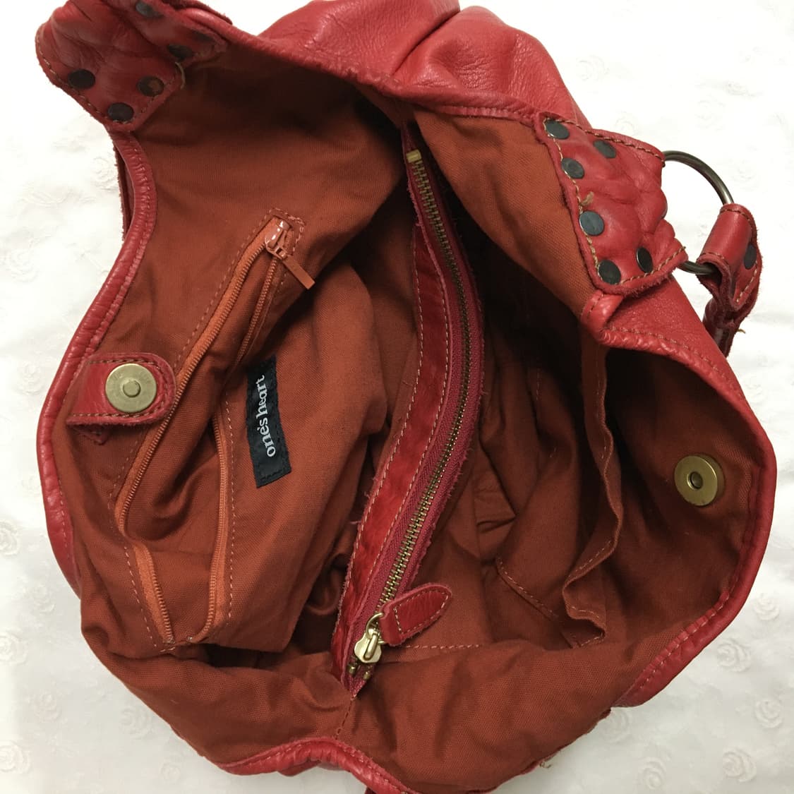 One’s heart 레더 토트백 레드 상품이미지5