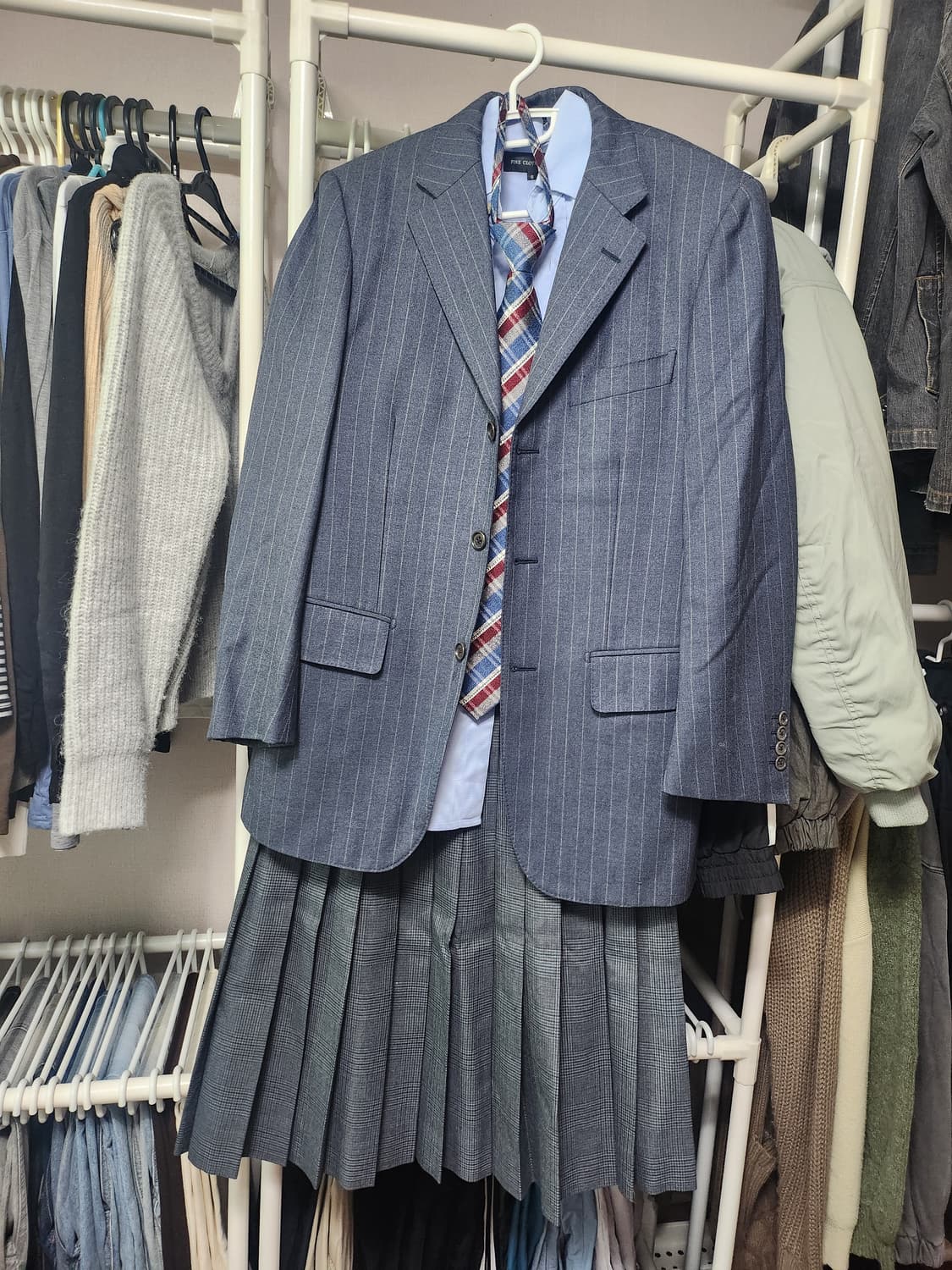 빈티지 프레피룩 정장 자켓 코디 세트 상품이미지1