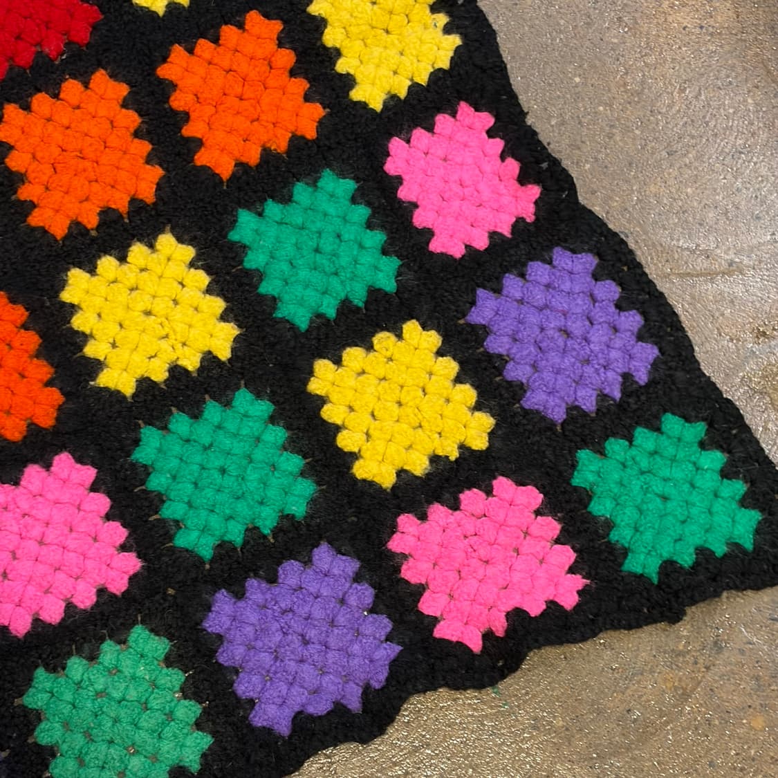 90s USA 멀티 니트 카페트 러그 매트 상품이미지4