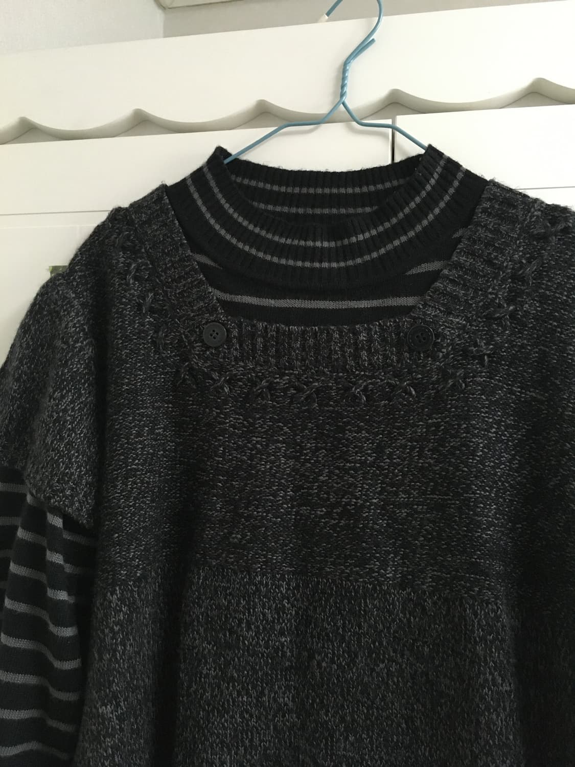 일본빈티지 모리걸 하구미 레이어드 니트 줄무늬 너드 상품이미지2