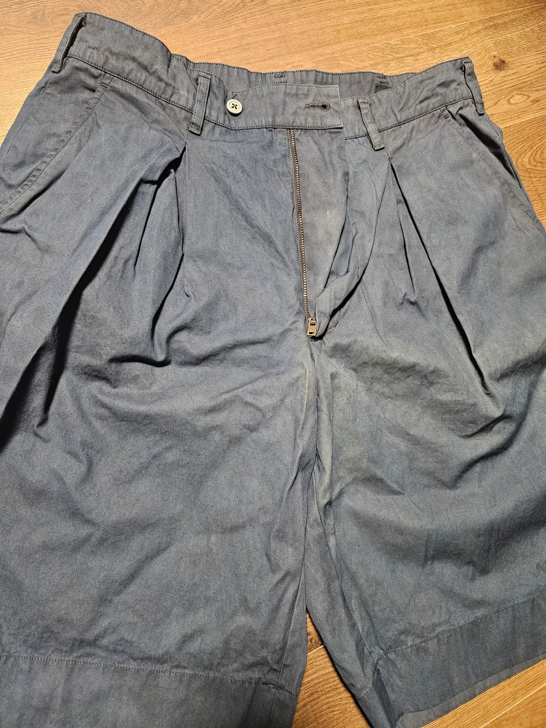 가지록 인디고 머드다잉 쇼츠 상품이미지1