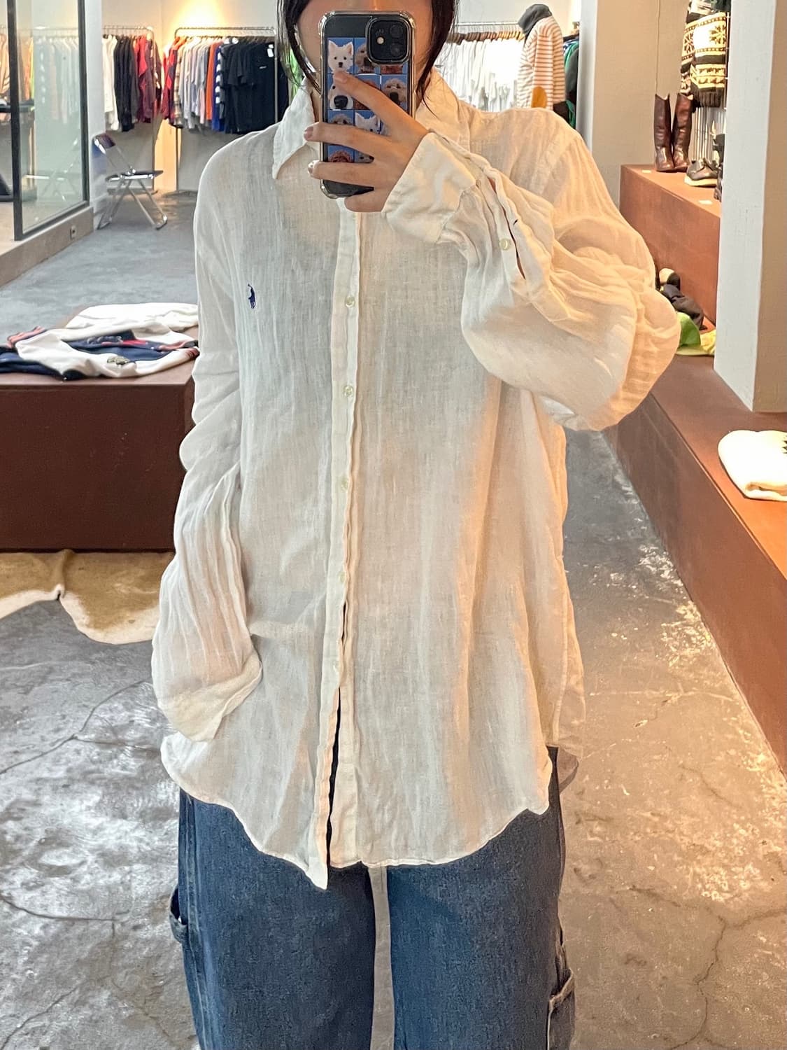 폴로 랄프로렌 화이트 린넨 셔츠 H263 상품이미지1