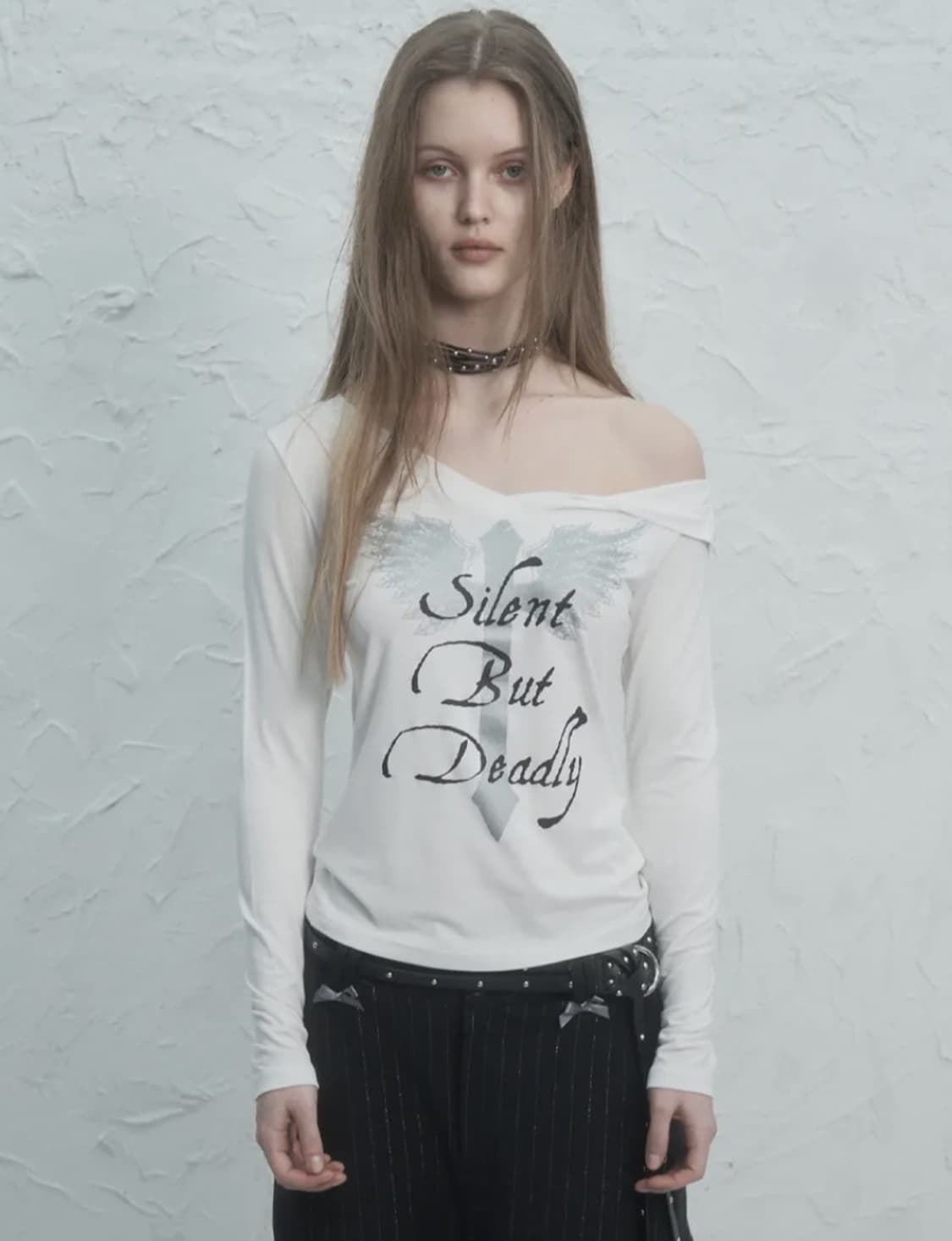 셋업이엑스이 브이넥 긴팔 크로스 탑 V-NECK CROSS TOP 상품이미지1