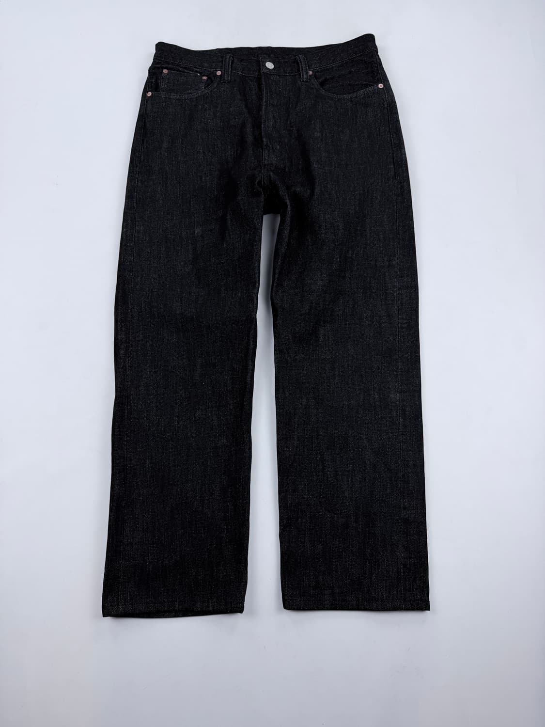 아웃스탠딩 40S SELVEDGE STRAIGHT PANTS  블랙 상품이미지2