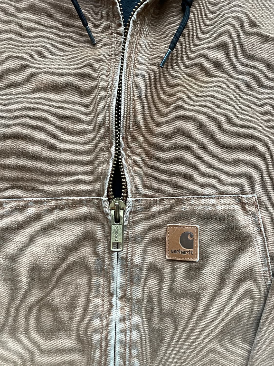 칼하트 j130 BRN 브라운 액티브 자켓 샌드스톤 빈티지 상품이미지4