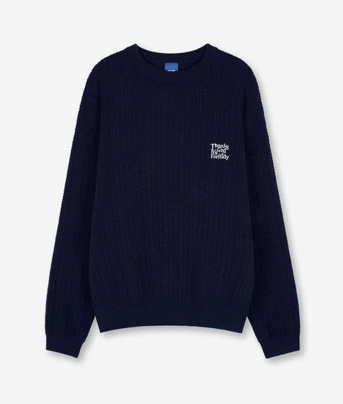 무신사 프라이 니트 코튼 블렌디드 에센셜 니트(NAVY) 상품이미지2