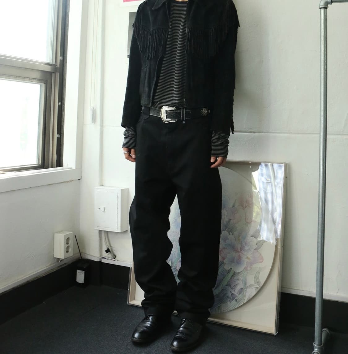 락마운트 랜치웨어 블랙 스트레이트 코튼 팬츠 상품이미지2