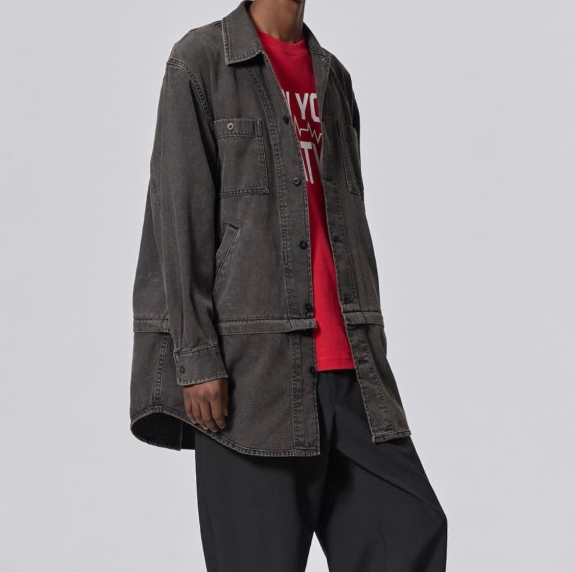 [L 라지] 25시즌 Gu 언더커버 UG 튜닉 도킹 셔츠 그레이. 상품이미지2