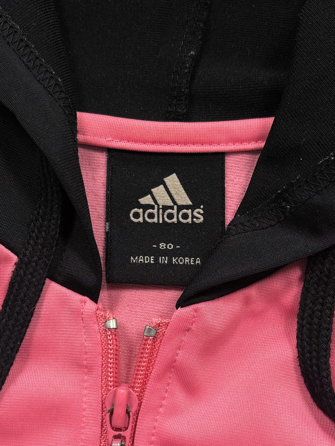 아디다스 핑크 블랙 배색 후드집업 상품이미지5