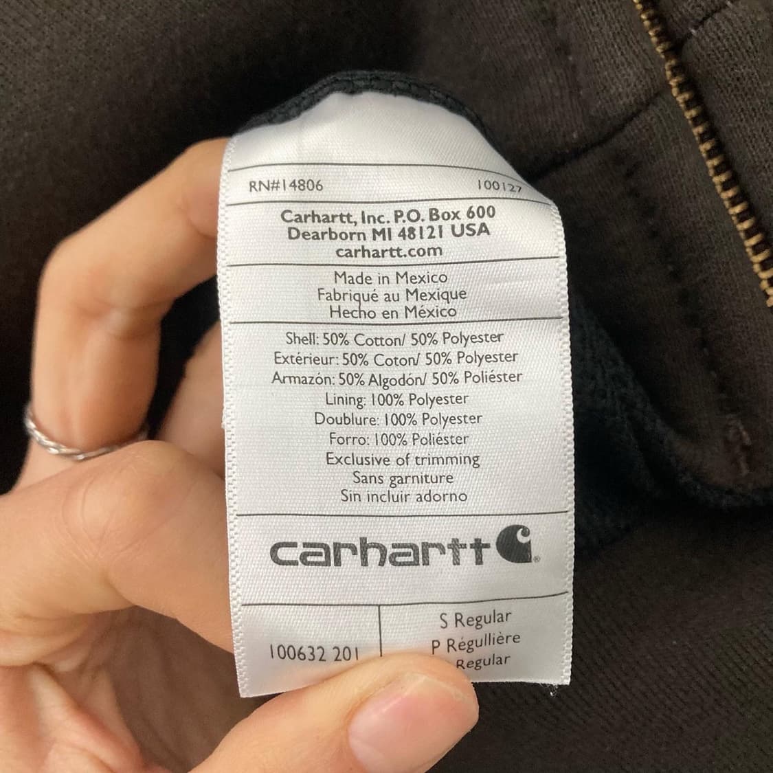 칼하트 다크 브라운 레인 디팬더 후드 집업 상품이미지6