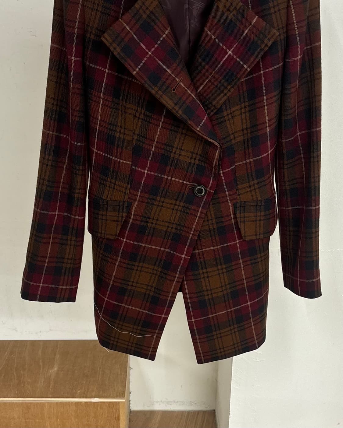 비비안 웨스트우드 버건디 체크 울 블레이저 자켓 상품이미지5