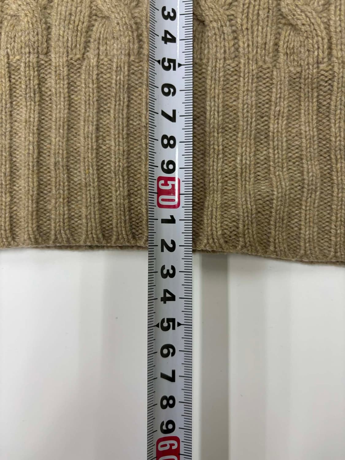 폴로 랄프로렌 울 캐시미어 베이지 핀터깔 케이블 걸즈 크루넥 니트(L) 상품이미지7