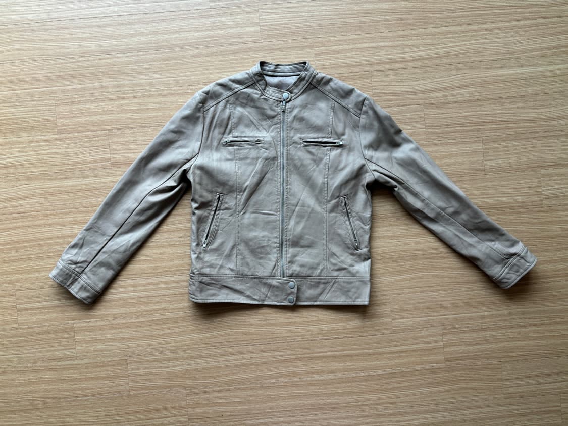 베이지 라이더 레더자켓 상품이미지5