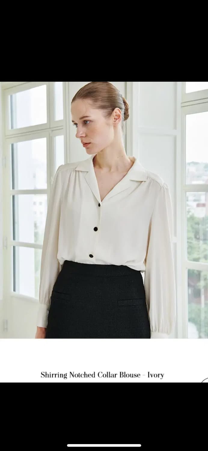 누브 셔링 노치드 블라우스 - 아이보리 상품이미지6