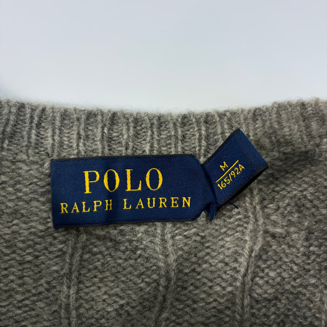 Polo  폴로 랄프로렌 자수 코튼 메리노울 그레이 꽈배기 니트 상품이미지4