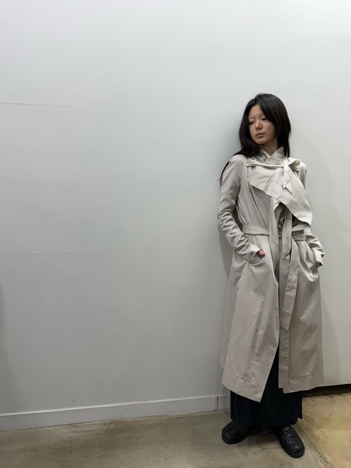 릭 오웬스 실크 오픈 트렌치 롱 코트 상품이미지8