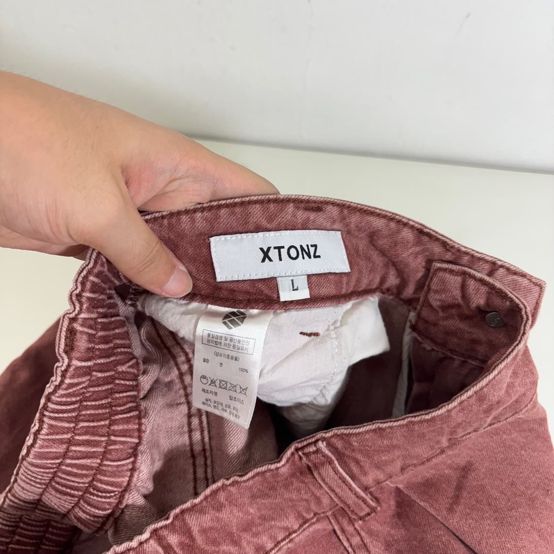 L-XL 엑스톤즈 파스텔핑크 와이드핏 카고 데님팬츠 상품이미지5