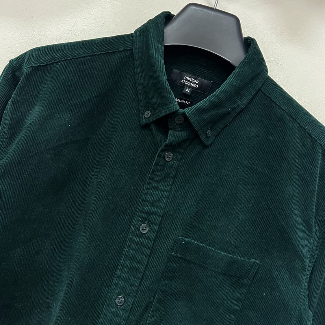 무신사 스탠다드 릴렉스핏 딥그린 코듀로이 셔츠 M 상품이미지3