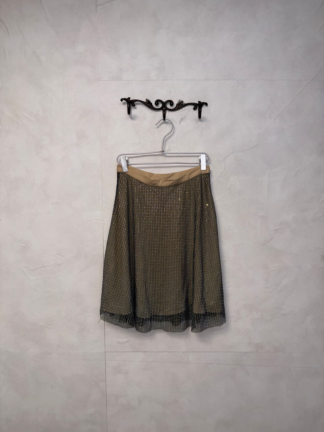 Deep green cubic flare skirt 상품이미지5