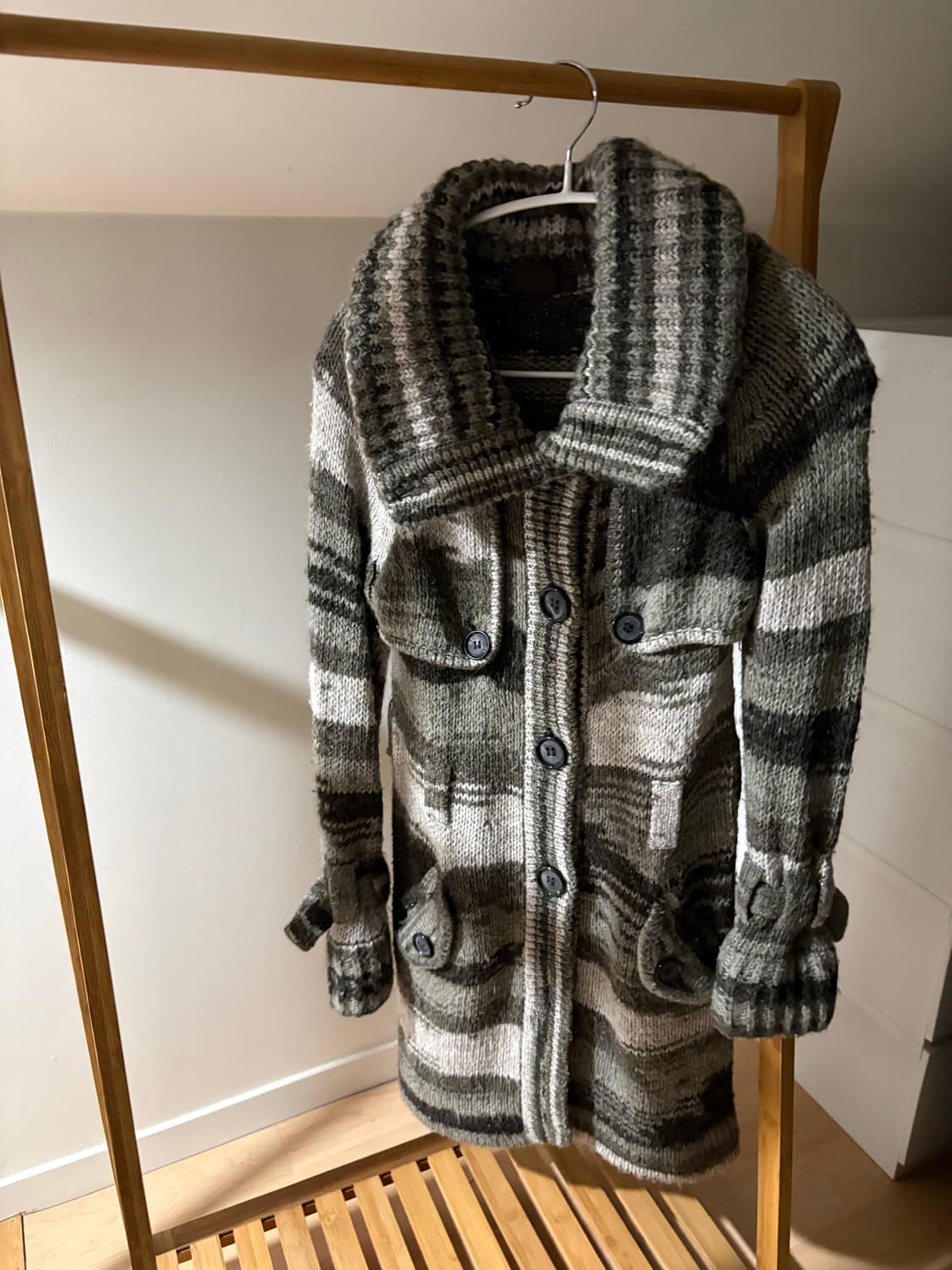 빈티지 모리 너드 무채색 하이넥 가디건 니트원피스 상품이미지1