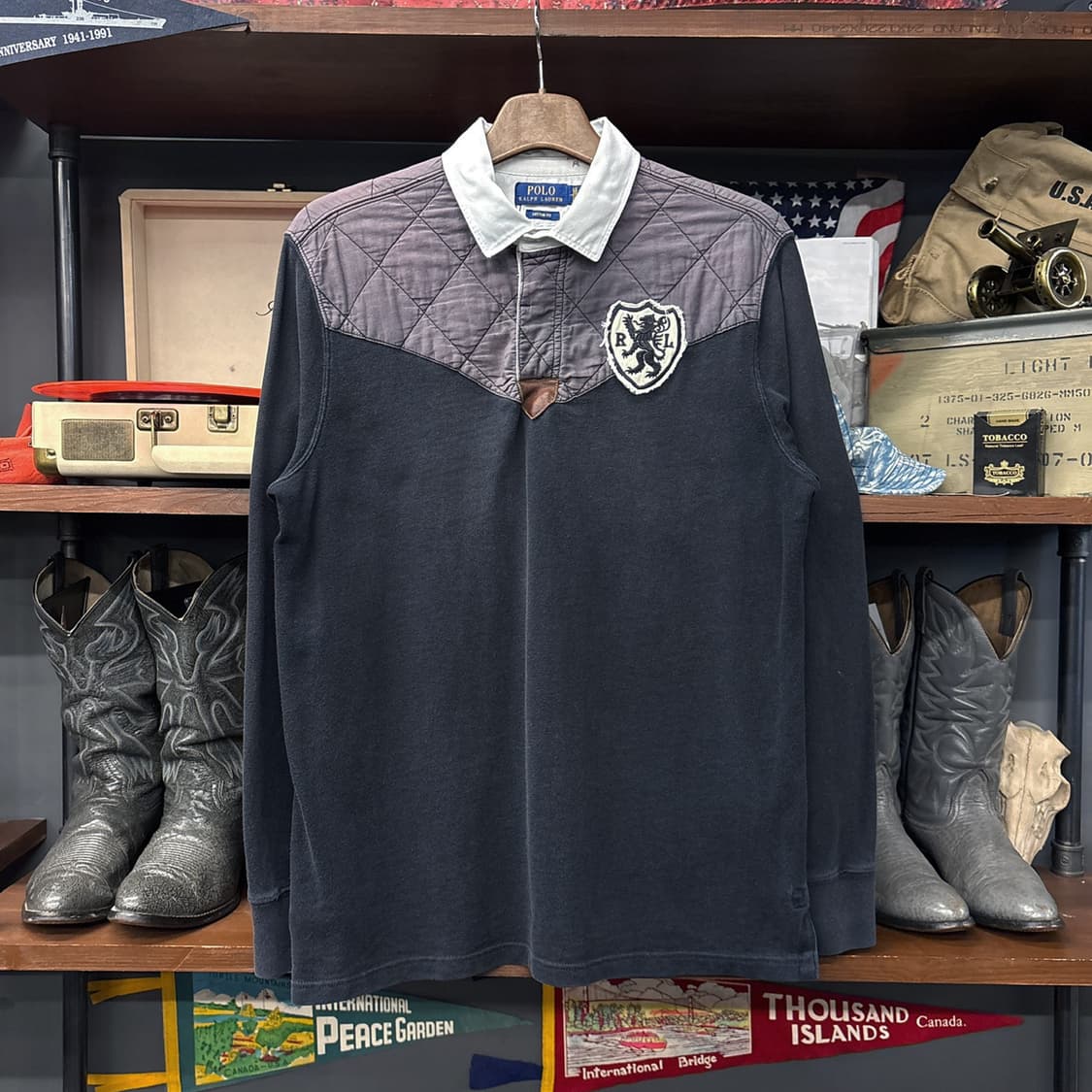 신형라벨 폴로 랄프로렌 퀼팅 숄더패치 럭비셔츠 쉴드와펜 N1005  상품이미지1
