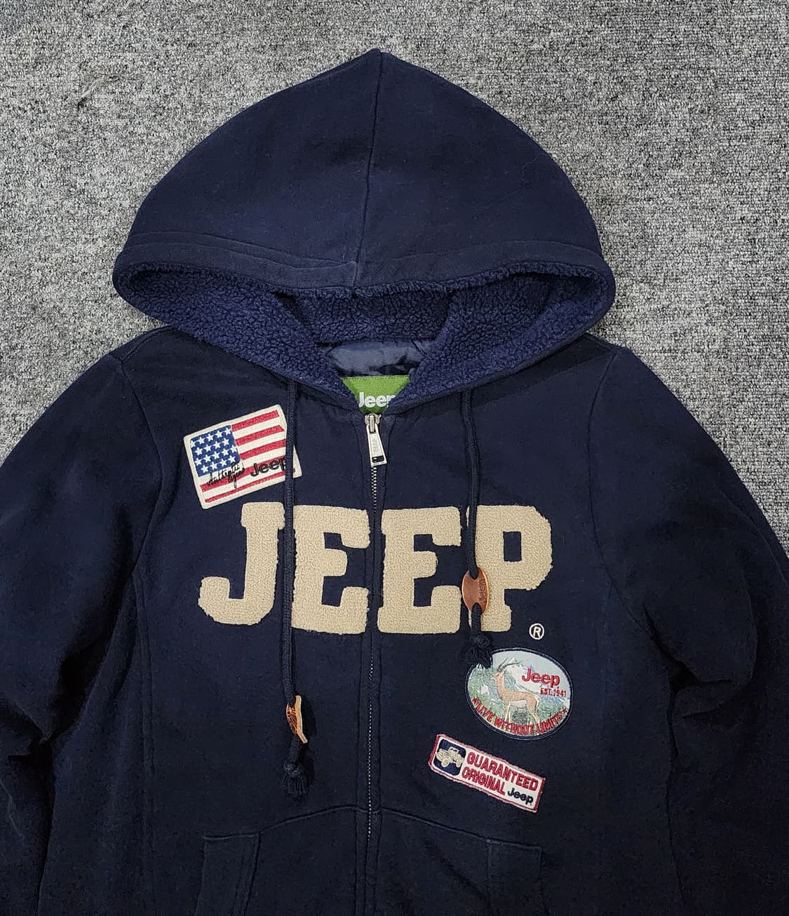 지프 Y2K 빈티지 패치 누빔 후드 집업 S 상품이미지3