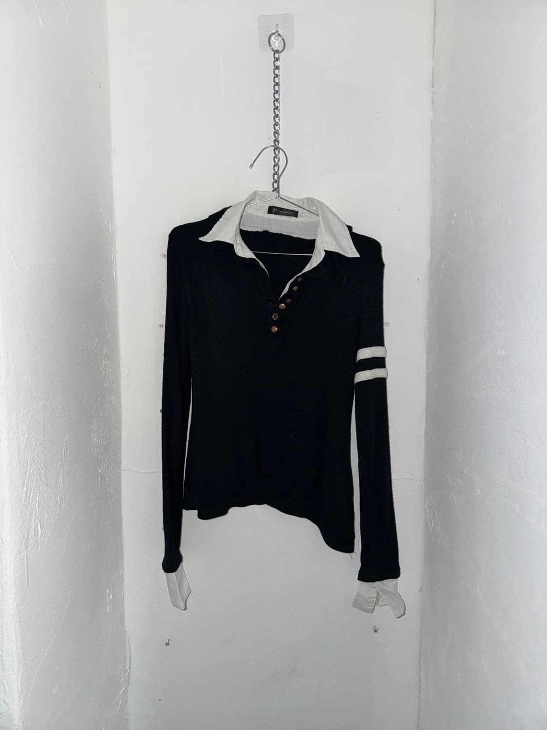 더블 카라 레이어드 셔츠 니트 상품이미지7