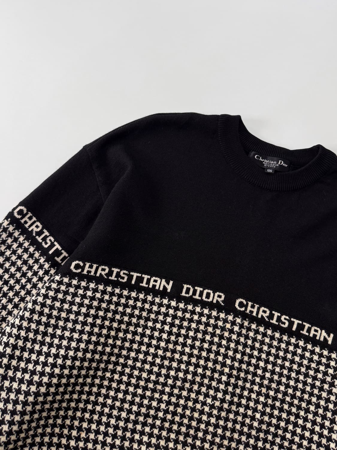 크리스챤 디올 루즈핏 90‘s 하운드투스 체크 패턴 울 니트 상품이미지3