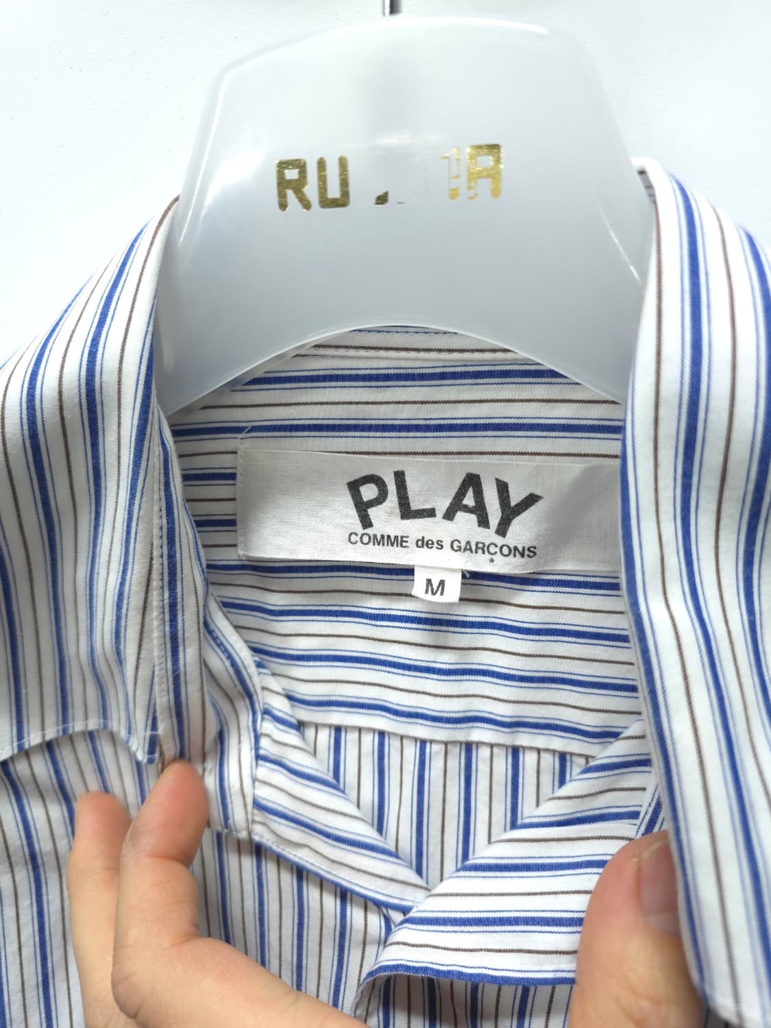 꼼데가르송 블랙하트 멀티스트라이프 셔츠 (남성M) 상품이미지5