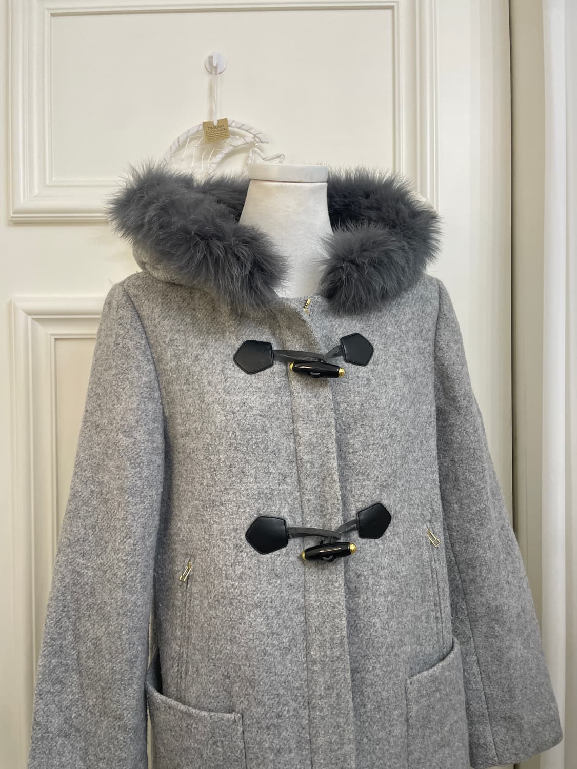 gray hoodie fur pocket point coat 상품이미지5