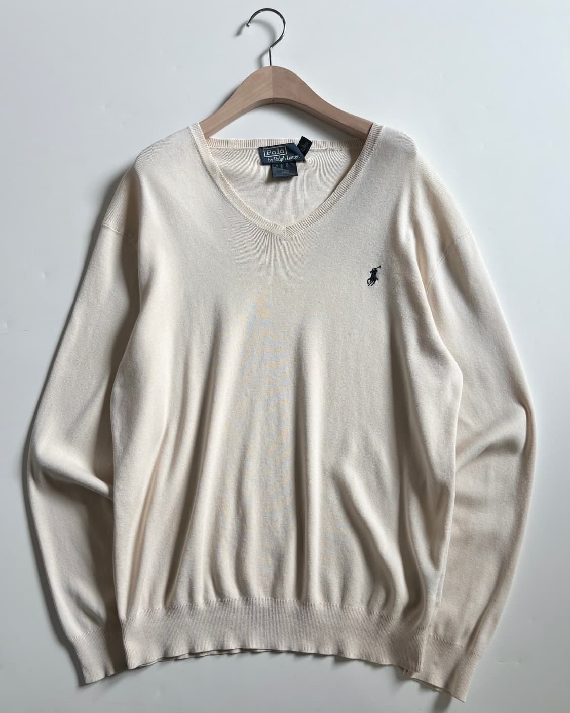 Polo 폴로 랄프로렌 피마코튼 아이보리 브이넥 니트  상품이미지3