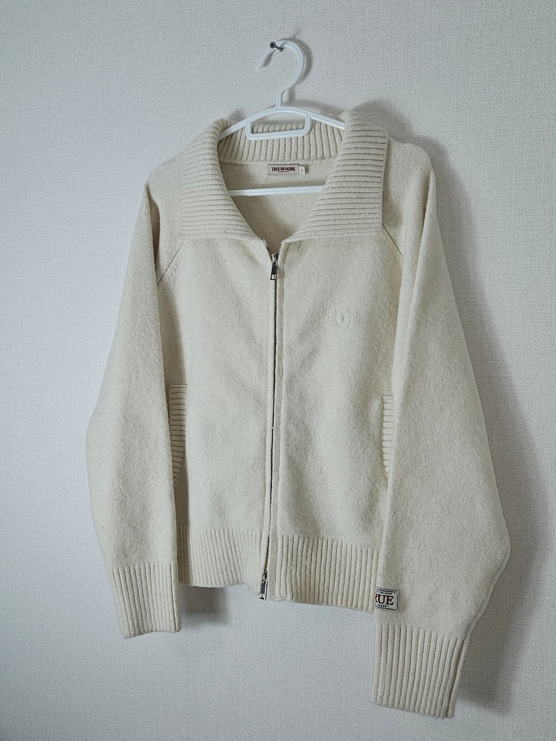 트루릴리전 니트집업 자켓 하이넥 빈티지패치 S 상품이미지1