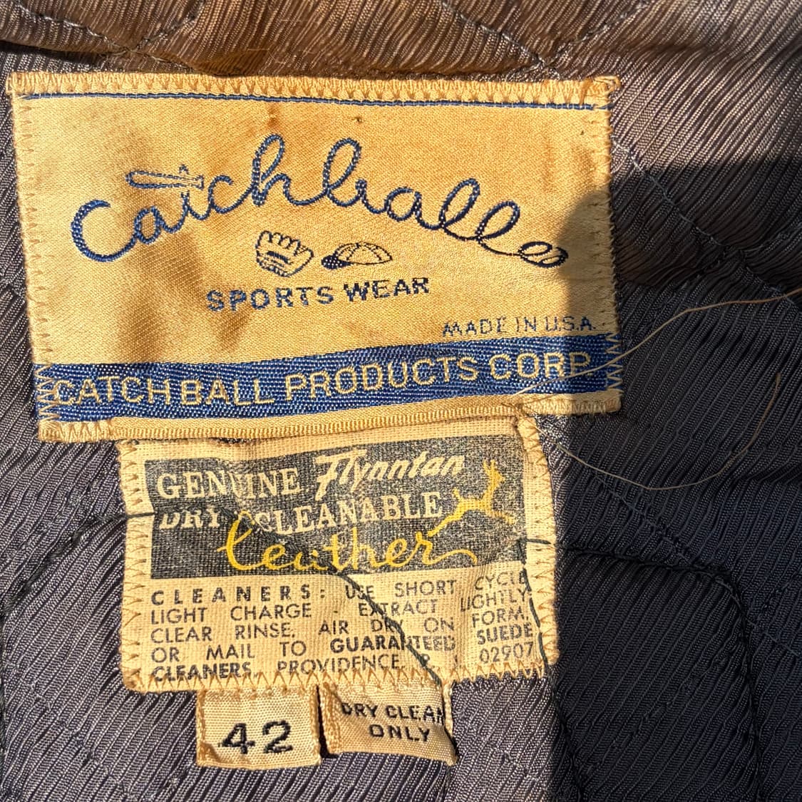 70s USA Catchball 오리지날 가죽 바시티 자켓 상품이미지9