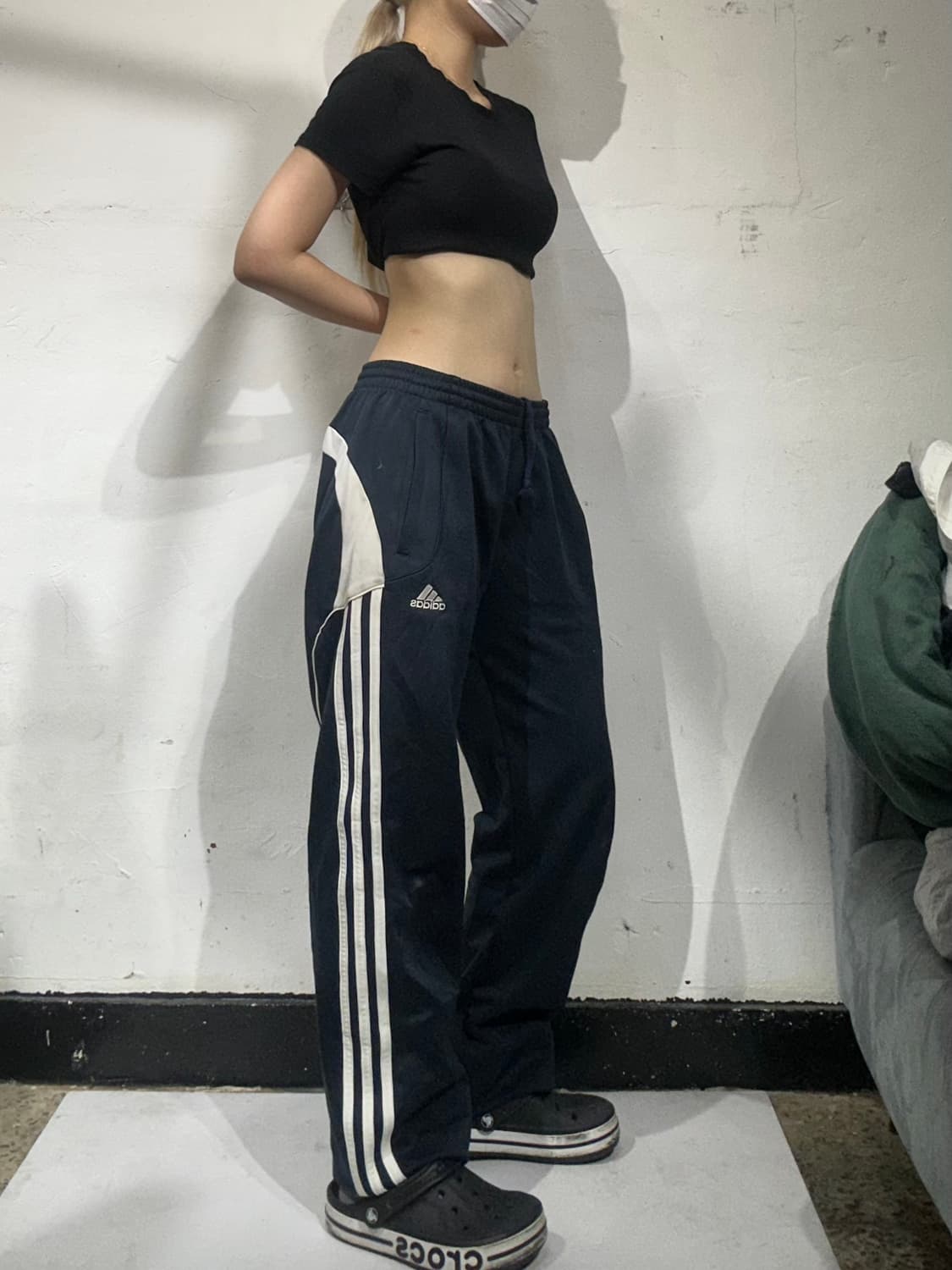 아디다스 와이드 네이비 화이트 삼선 트레이닝 팬츠 M 상품이미지1