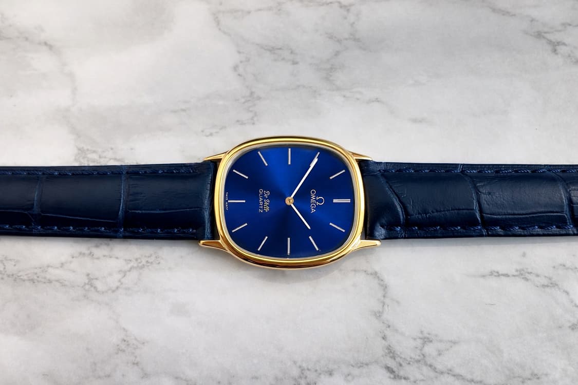 정품 오메가 엘립스 드빌 쿼츠 청판 금장 빈티지 시계 상품이미지4