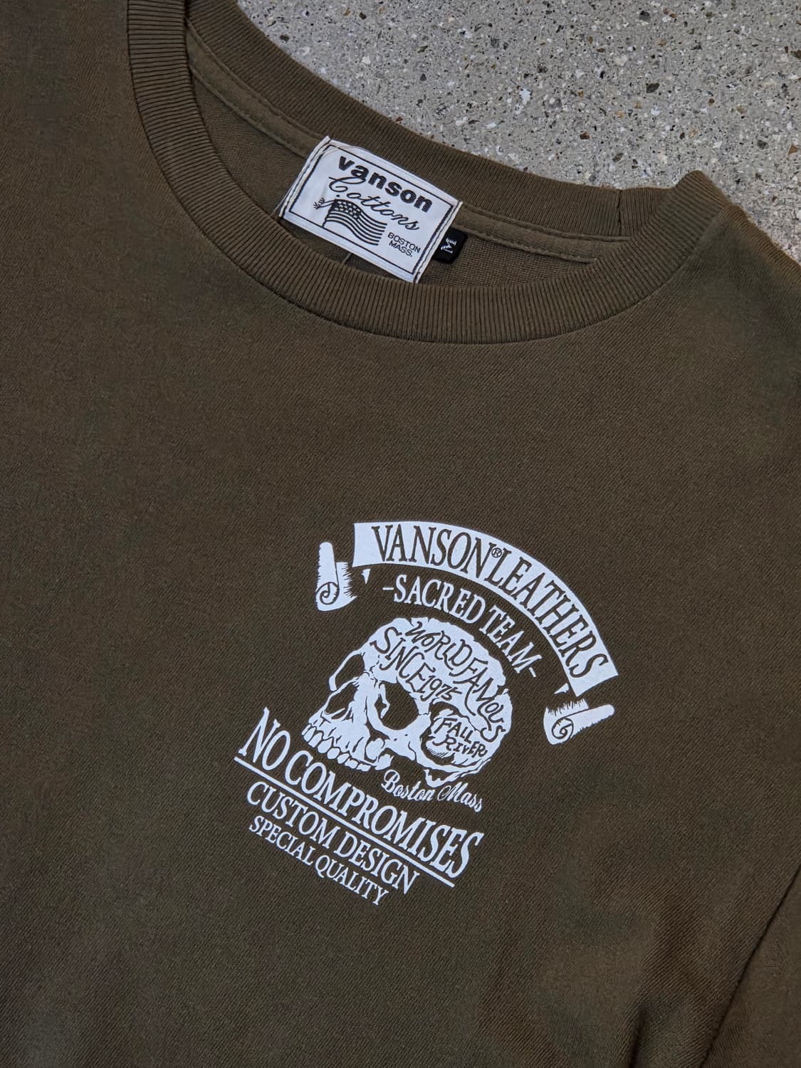 Vanson 밴슨 스컬 해골 카키 반팔티 상품이미지3