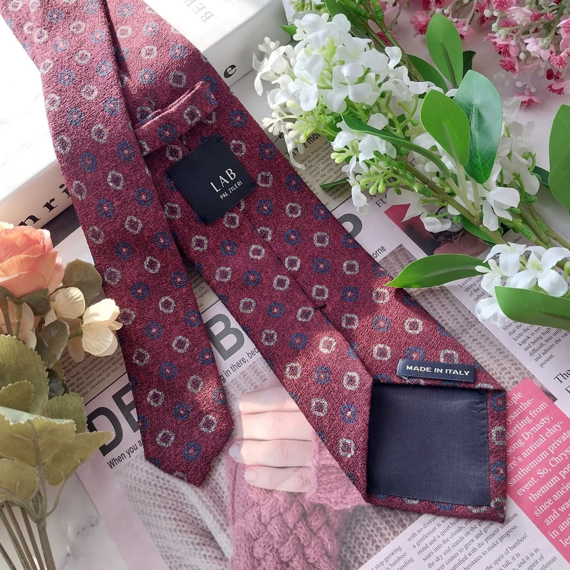 빨질레리 울&코튼&실크 와인 패턴 넥타이 8.1cm A+등급 K1424
 상품이미지6