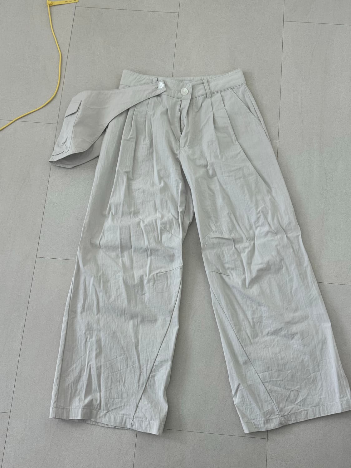 Waist pocket bag wide pants LIGHT GREY 상품이미지4