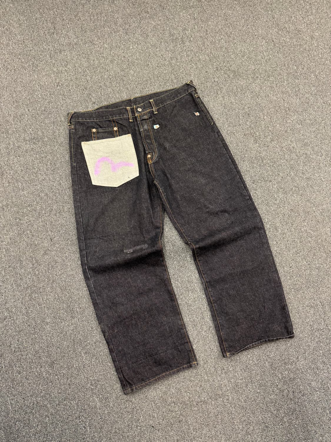 40)에비수 빈티지 앞포켓 흑청 데님팬츠 상품이미지1