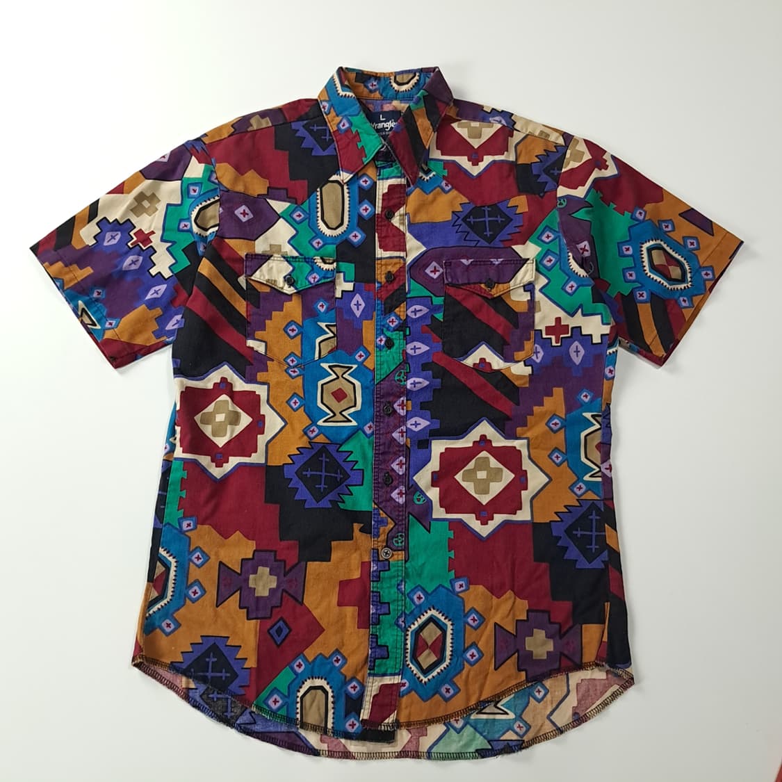 CK368 L 랭글러 90s 아즈텍패턴 웨스턴 반팔 셔츠 남방 상품이미지1