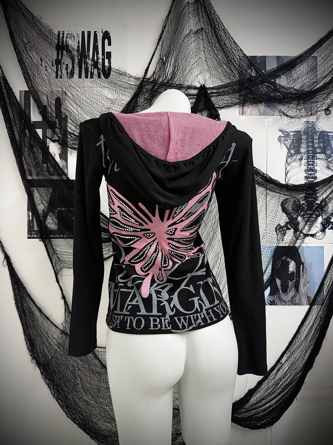 00s butterfly beads detail hoodie longsl 상품이미지1