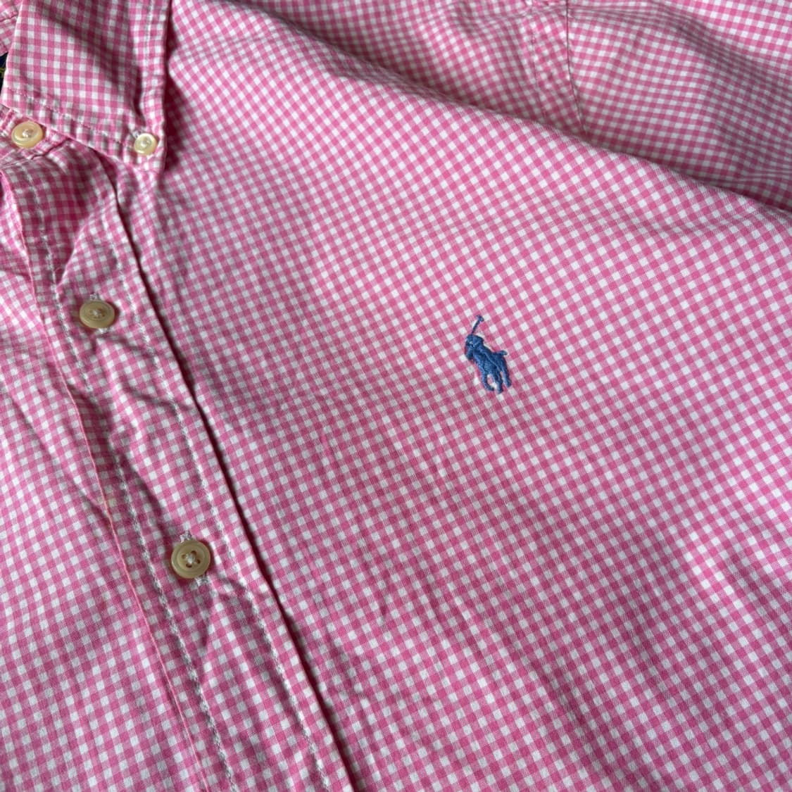 폴로 정품 핑크 체크 클래식 로고 셔츠 상품이미지5