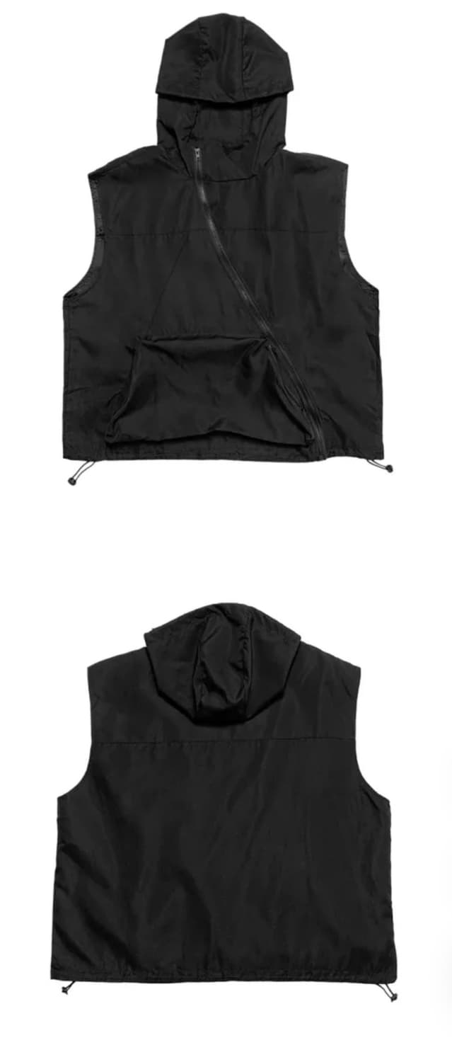 M)오버핏 나일론 사선후드 베스트 상품이미지3